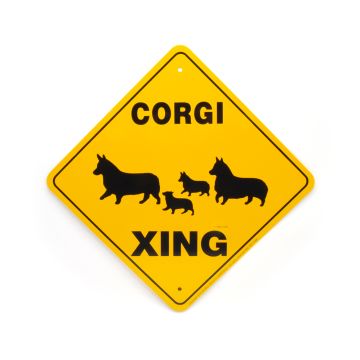 Noble Beast Pembroke Corgi X-ing Aluminum Sign (12" x 12")