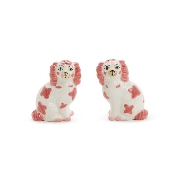Two's Company Salt & Pepper Pink Staffordshire Dog Set