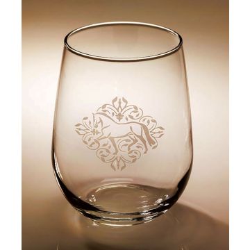 Etched Stemless Wine Glass 17oz