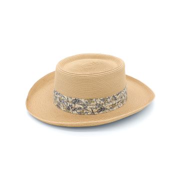 Sun N Sand Tidal Tom Paper Straw Floppy Gambler Hat W/ Ribbon